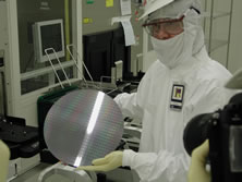 Intel Fab Worker with Wafer